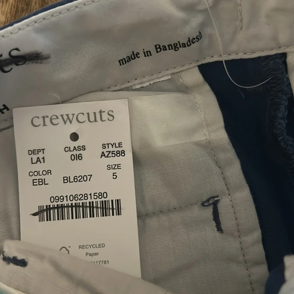 J Crew Crewcuts Boys 770 straight fit stretch chino pant AZ588 Blue Size 5